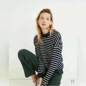 Madewell Quilted Studio Mockneck Sweatshirt in Stripe